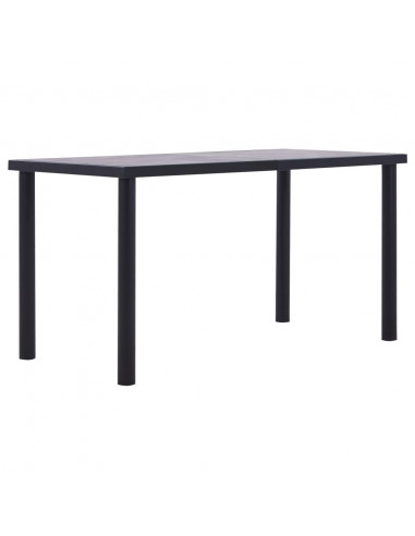 Tavolo da Pranzo Nero e Grigio Cemento 140x70x75 cm in MDF