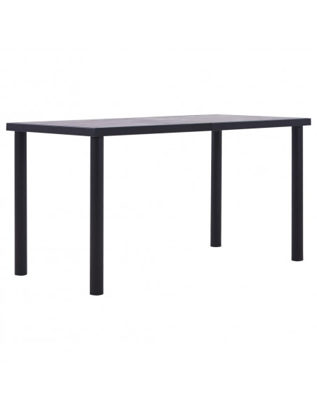 Tavolo da Pranzo Nero e Grigio Cemento 140x70x75 cm in MDF