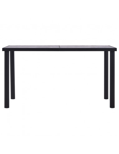 Tavolo da Pranzo Nero e Grigio Cemento 140x70x75 cm in MDF