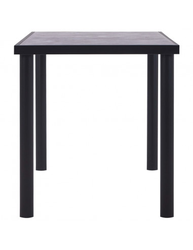 Tavolo da Pranzo Nero e Grigio Cemento 140x70x75 cm in MDF