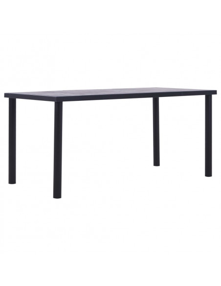 Tavolo da Pranzo Nero e Grigio Cemento 160x80x75 cm in MDF