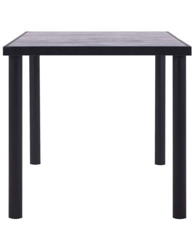 Tavolo da Pranzo Nero e Grigio Cemento 160x80x75 cm in MDF