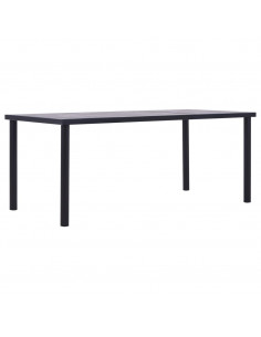 Tavolo da Pranzo Nero e Grigio Cemento 200x100x75 cm in MDF 2