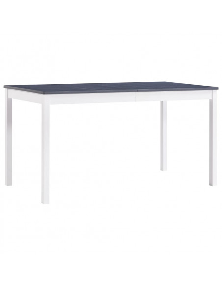 Tavolo da Pranzo Bianco e Grigio 140x70x73 cm in Legno di Pino