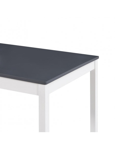Tavolo da Pranzo Bianco e Grigio 140x70x73 cm in Legno di Pino