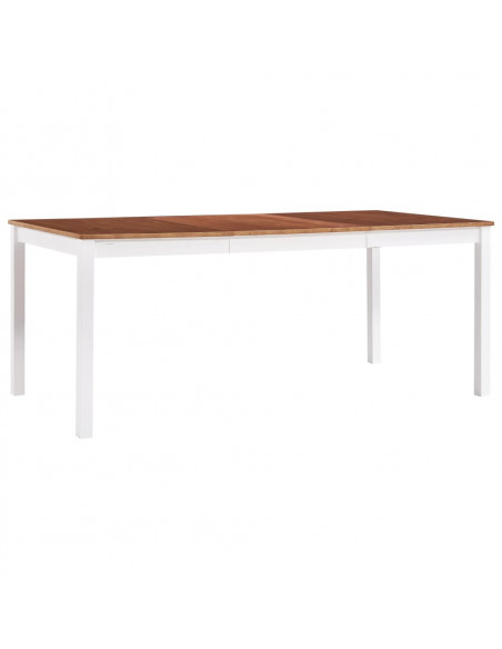 Tavolo da Pranzo Bianco e Marrone 180x90x73 cm in Legno di Pino