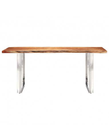 Tavolo da Pranzo con Bordi Vivi Massello di Acacia 200 cm 3,8cm