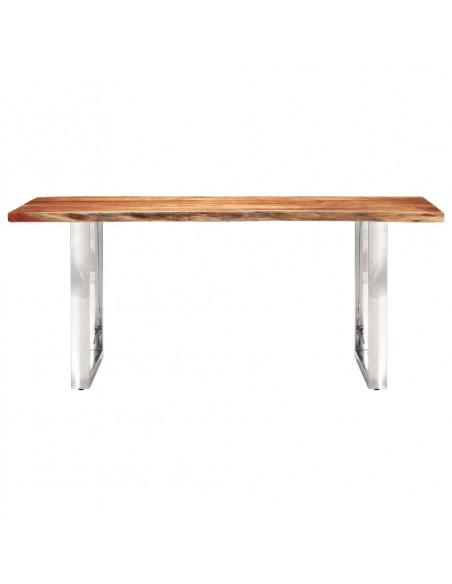 Tavolo da Pranzo con Bordi Vivi Massello di Acacia 200 cm 3,8cm