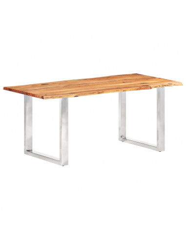 Tavolo da Pranzo con Bordi Vivi Massello di Acacia 200 cm 3,8cm