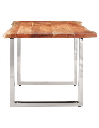 Tavolo da Pranzo con Bordi Vivi Massello di Acacia 200 cm 3,8cm