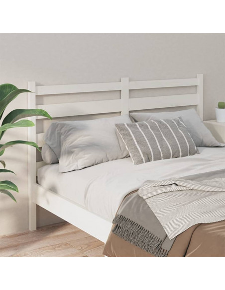 Testiera per Letto Bianca 126x4x100cm in Legno Massello di Pino