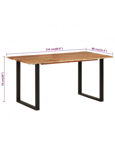 Tavolo da Pranzo 154x80x76 cm in Legno Massello di Acacia