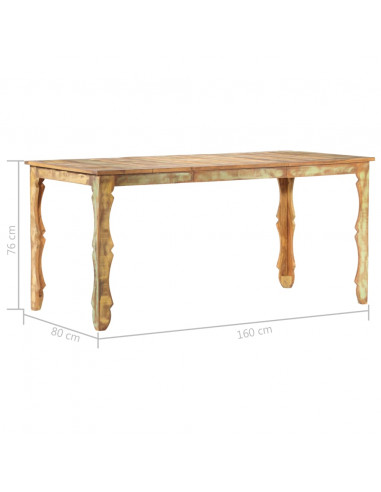 Tavolo da Pranzo 160x80x76 cm in Legno Massello di Recupero