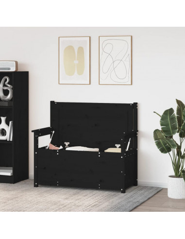 Panca Nera 112,5x51,5x96,5 cm in Legno Massello di Pino