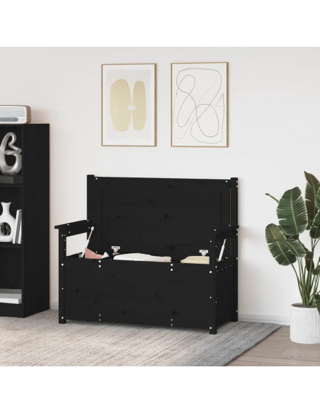 Panca Nera 112,5x51,5x96,5 cm in Legno Massello di Pino