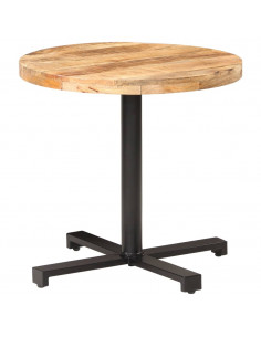 Tavolino da Bistrot Rotondo Ø80x75 cm in Legno di Mango Grezzo 2