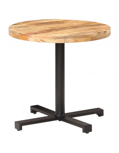 Tavolino da Bistrot Rotondo Ø80x75 cm in Legno di Mango Grezzo