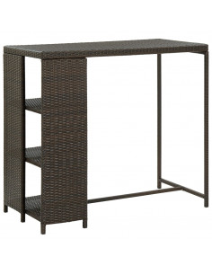 Tavolo da Bar con Ripiani Marrone 120x60x110 cm in Polyrattan 2