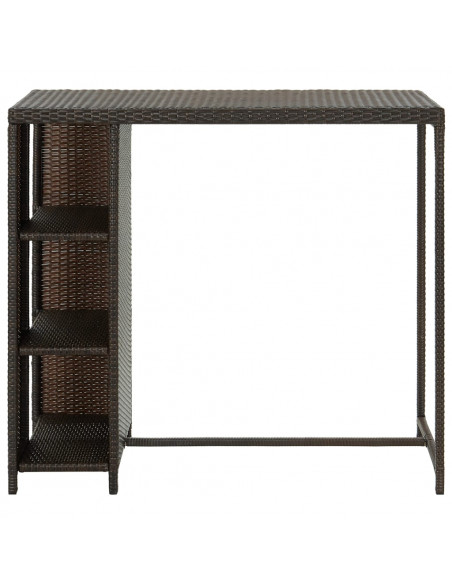 Tavolo da Bar con Ripiani Marrone 120x60x110 cm in Polyrattan