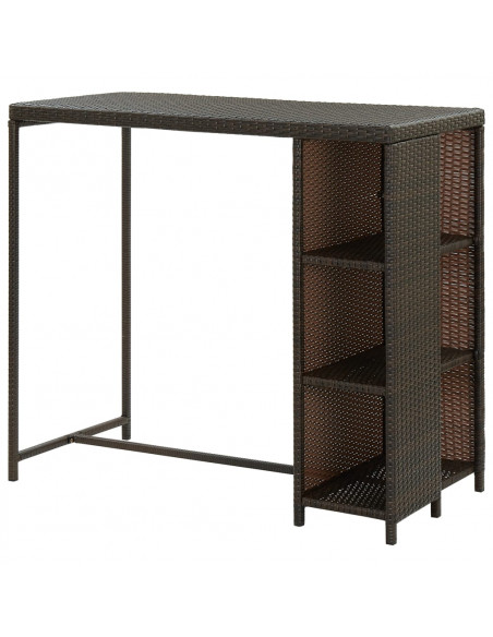 Tavolo da Bar con Ripiani Marrone 120x60x110 cm in Polyrattan