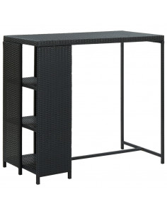 Tavolo da Bar con Ripiani Nero 120x60x110 cm in Polyrattan 2