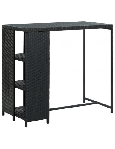 Tavolo da Bar con Ripiani Nero 120x60x110 cm in Polyrattan