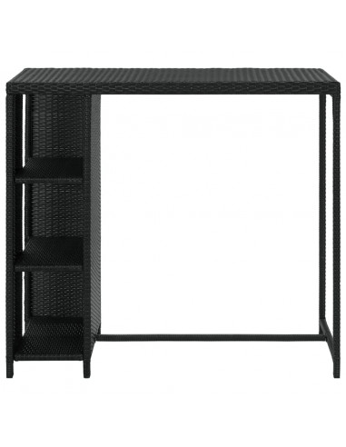 Tavolo da Bar con Ripiani Nero 120x60x110 cm in Polyrattan