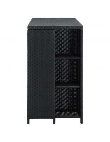 Tavolo da Bar con Ripiani Nero 120x60x110 cm in Polyrattan