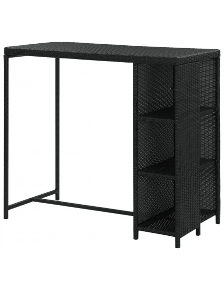 Tavolo da Bar con Ripiani Nero 120x60x110 cm in Polyrattan