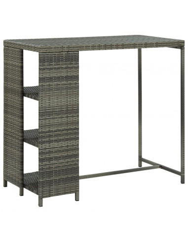 Tavolo da Bar con Ripiani Grigio 120x60x110 cm in Polyrattan