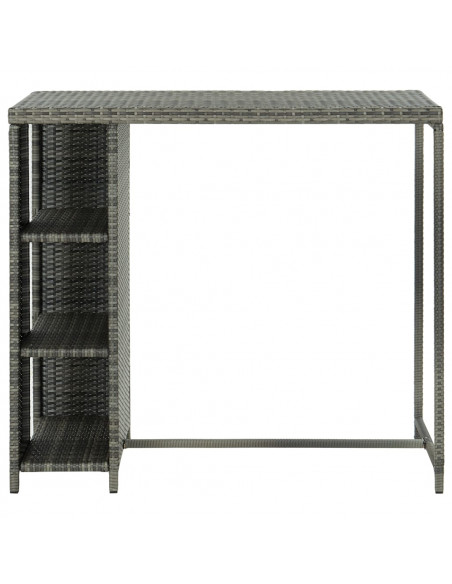 Tavolo da Bar con Ripiani Grigio 120x60x110 cm in Polyrattan