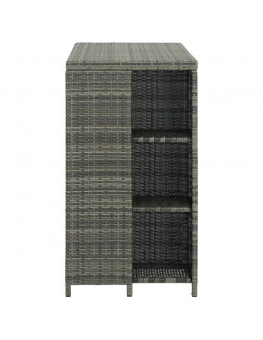 Tavolo da Bar con Ripiani Grigio 120x60x110 cm in Polyrattan