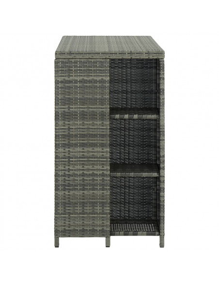 Tavolo da Bar con Ripiani Grigio 120x60x110 cm in Polyrattan