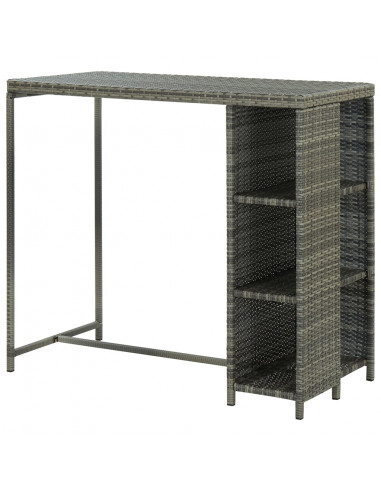 Tavolo da Bar con Ripiani Grigio 120x60x110 cm in Polyrattan