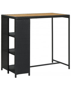 Tavolo da Bar con Ripiani Nero 120x60x110 cm in Polyrattan 2