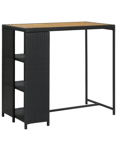 Tavolo da Bar con Ripiani Nero 120x60x110 cm in Polyrattan