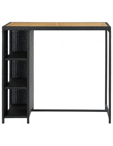 Tavolo da Bar con Ripiani Nero 120x60x110 cm in Polyrattan