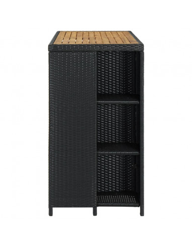 Tavolo da Bar con Ripiani Nero 120x60x110 cm in Polyrattan