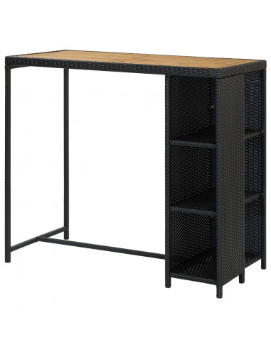 Tavolo da Bar con Ripiani Nero 120x60x110 cm in Polyrattan