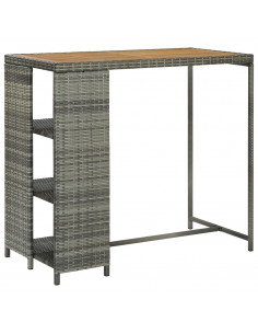 Tavolo da Bar con Ripiani Grigio 120x60x110 cm in Polyrattan 2