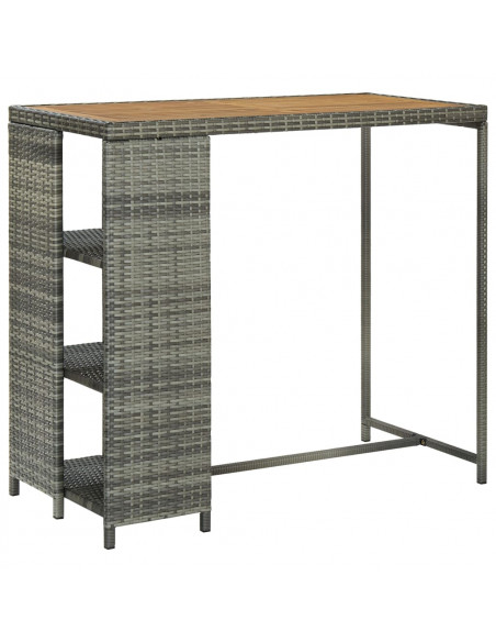 Tavolo da Bar con Ripiani Grigio 120x60x110 cm in Polyrattan