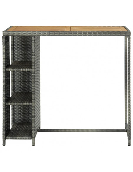 Tavolo da Bar con Ripiani Grigio 120x60x110 cm in Polyrattan