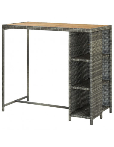 Tavolo da Bar con Ripiani Grigio 120x60x110 cm in Polyrattan