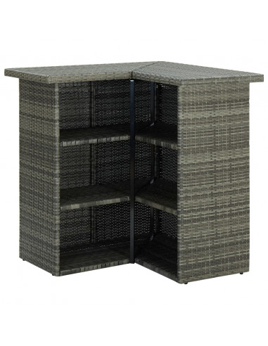 Tavolo da Bar Angolare Grigio 100x50x105 cm in Polyrattan