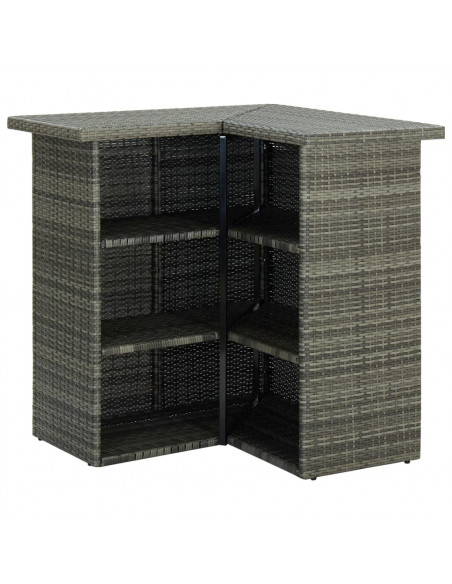 Tavolo da Bar Angolare Grigio 100x50x105 cm in Polyrattan