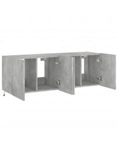 Mobili TV a Parete con Luci LED 2pz Grigio Cemento 60x35x41 cm 2