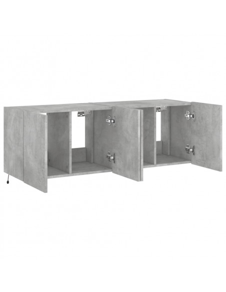 Mobili TV a Parete con Luci LED 2pz Grigio Cemento 60x35x41 cm