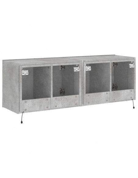 Mobili TV a Parete con Luci LED 2pz Grigio Cemento 60x35x41 cm