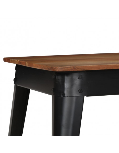 Tavolo da Pranzo in Massello d'Acacia e Acciaio 120x60x76 cm