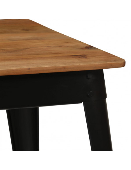 Tavolo da Pranzo in Massello d'Acacia e Acciaio 120x60x76 cm
